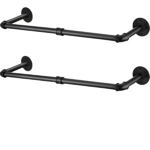 TEMU 산업용 파이프 옷 보관 랙 헤비 듀티 벽걸이형 옷걸이 세탁 건조대 의류 매장 벽 선반 2개 세트