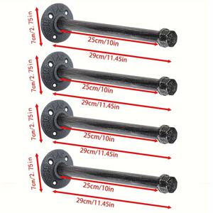 TEMU 4개입 9.45인치 산업용 파이프 옷걸이 랙, 부유 선반 브래킷, 벽부착 옷 걸이대, 실내 및 부티크 가게 의류 디스플레이용 소형 의류 랙-파이프 캡