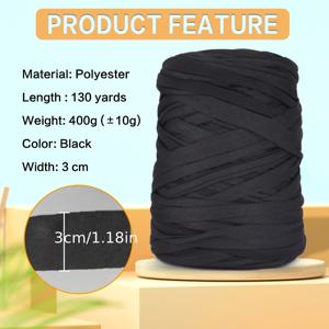 TEMU 100% 폴리에스터 T-셔츠 원사 (크로셰용) - 400g 볼, 130 야드 - 담요, 러그, 가방, 쿠션을 위한 DIY 굵은 뜨개질 - 다색 크래프팅 재료