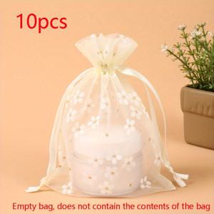 TEMU 그녀/남자를 위한 선물 세트, 드로스트링이 달린 오간자 가방 10개, 프린트 디자인 특징, 웨딩 답례품, 스낵 및 초콜릿 포장, 주얼리 보관에 적합