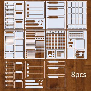TEMU 저널 스텐실 8개, 불렛 도트 저널 노트북 다이어리 스크랩북용 플래너 스텐실 드로잉 템플릿 도트 저널 스텐실 5.82x8.26인치