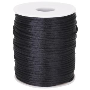 TEMU 블랙 나일론 코드, 2mm x 109 야드 - 보석 제작, 팔찌, 비즈 장식, 중국 매듭 및 공예용 매끄러운 새틴 마감, 비탄성 왁스 트림 스트링, 장식 프로젝트 | 매끄러운 질감 | 내구성 있는 나일론 소재