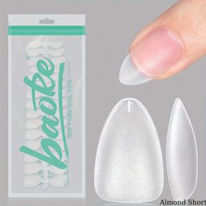 TEMU 240개 업그레이드된 무광 소프트 젤 풀 커버리지 네일 팁, 파일링 불필요, 미리 제작된 투명 아크릴 인조 젤 네일 팁 (프레스온 네일용)