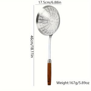 TEMU 1개 304 스테인리스 스틸 화상 방지 튀김 체 국자, 만두와 국수 스키머, 전골용 체 스푼