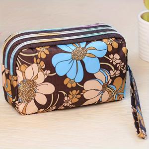 TEMU 여성을 위해 디자인된 넉넉한 3단 휴대폰 파우치, 명함 홀더, 지갑, 손목 핸드백 겸용. 패브릭 동전 지갑이 특징이며 길이는 6인치입니다.