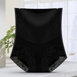 TEMU 여성용 하이웨이스트 쉐입웨어 레이스 슬리밍 팬티, 사계절용 허리 트레이너 바디 셰이퍼 속옷 1개