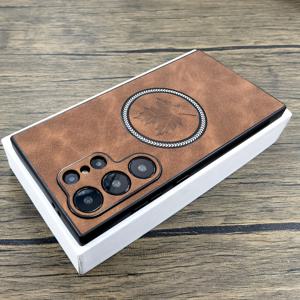 TEMU 폰 케이스: 갤럭시 S25 S24 S23 S22 S21 노트 20 울트라 플러스 S25울트라 S24울트라 S23울트라용 럭셔리 PU 가죽 리트라 케이스, 자기 흡착 무선 충전, 편안한 터치감 커버