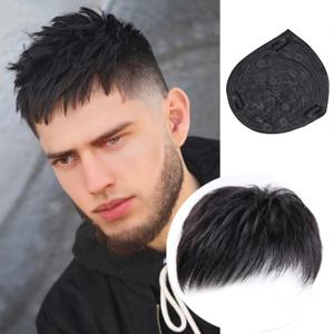 TEMU 남성용 위그 (탑피스 포함), 전체 머리 커버, 중년 및 노년층에게 투명하게 보이는, 흰머리 가리기용 짧은 머리, 헤어밴드, 통기성 좋은 무지개머리