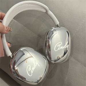 TEMU 세련된 맞춤 이름 메이크업 거울 및 에어팟 맥스 이어폰용 충격 방지 케이스