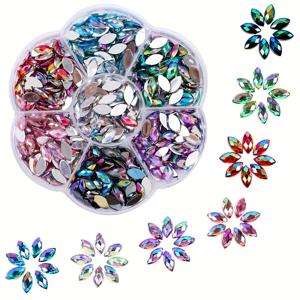 TEMU 610개 화려한 혼합 색상 물방울 모양 라인스톤 - DIY 공예, 가방, 액세서리 장식용 플랫 백 네일 아트 젬 - 보관 케이스 포함, 무향, 매니큐어, 네일 및 공예 DIY 프로젝트에 완벽함