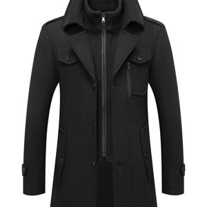 TEMU 남성용 가을 겨울 패션 솔리드 컬러 레귤러 핏 버튼업 - 논스트레치 원단, 클래식 노치드 라펠, 사무실 및 공식 행사용 손세탁/드라이클리닝, 우아한 재봉틀 디자인