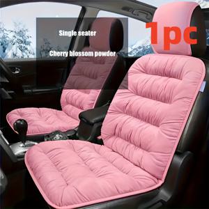 TEMU 럭셔리 플러시 카 시트 커버 백레스트 포함 - 두껍고 따뜻한 겨울 편안함 싱글 시트 쿠션 유니버설 핏, 손세탁 가능 폴리에스터 섬유, 스폰지 충전, 추운 날씨 보호에 이상적
