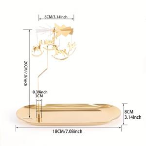 TEMU 골든 카니발 회전 캔들 거치대 트레이 포함 - 스테인리스 스틸 티 라이트 스탠드, 테이블 센터피스용, 데이 및 파티 장식에 완벽