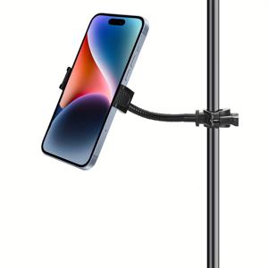 TEMU 조절식 마이크 스탠드 휴대폰 홀더, 마이크 스탠드용 플렉시블 휴대폰 홀더, 악보대용 휴대폰 홀더, 4.7인치 ~ 7인치 모든 휴대폰과 호환, 아이폰 15 14 13 12 MAX Pro 삼성 갤럭시 모든 스마트폰용