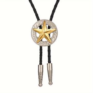 TEMU 빈티지 볼로 타이 여성용 핸드메이드 웨스턴 합금 넥타이 목걸이 가죽 넥타이 남성용 볼로 타이