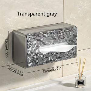 TEMU 벽걸이 티슈 박스, 데스크탑 종이 서랍 보관함, 투명 PET 재질 수납 선반, 방수 및 방진 기능, 욕실 액세서리, 홈 장식용, 다목적 사용 가능 (방/주방/사무실)