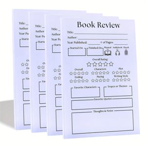 TEMU 5.5 X 3.9인치 책 리뷰 메모장 4개 세트. 책갈피 및 메모에 적합하며, 각 패드에는 40매가 들어있고, 자체 접착식 디자인을 특징으로 합니다.