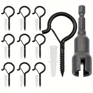 TEMU 21/31/41/51/61/71개 실버 실외용 스트링 라이트 후크, 2.2인치 나사식 후크, 장식용 실외 Q 후크, 후크