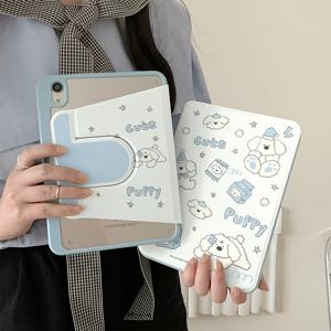 TEMU 애플 아이패드용 케이스, 귀여운 밀크 화이트 강아지 디자인, 아이패드 9세대 2021용, 아이패드 9세대 10.2인치용 회전 태블릿 커버, 펜슬 슬롯이 있는 카툰 에어 5, 투명, 애플 12.9인치 2020용, 낙하 방지, 프로 11용