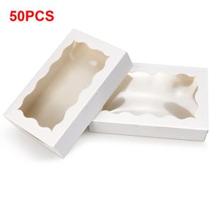 TEMU 50개 DIY 조립 갈색/흰색 쿠키 박스 초콜릿 트러플 박스 캔디 트리트 박스 케이크 스켈 박스 마카롱 박스 박스 웨딩 생일 선물용