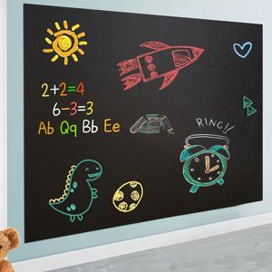 TEMU 자체 접착식 비닐 칠판 벽지 롤, 다용도 색연필 세트 포함, 내구성 강한 드라이 이레이스 메시지 보드 - 사무실, 학교, 가정용