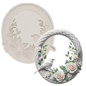 TEMU DIY 케이크, 꽃과 새 장식, 초콜릿, 캔디, 공예 점토, 레진 케이크 도구용 사진액자 실리콘 몰드