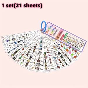 TEMU 1세트(21매) 40가지 테마, 430개 어휘 영어 학습 플래시카드 및 재사용 가능한 가정 학습 카드, 학습 보조 도구, 생일 선물, 크리스마스 선물, 학습 선물