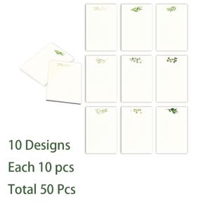 TEMU 4X6인치의 공백 노트 카드 50개 세트. 카드 스톡에 유칼립투스 디자인이 특징이며, 감사 메시지, 학교, 사무실 또는 웨딩 샤워에 적합합니다. (우유색 바탕에 녹색 잎사귀)