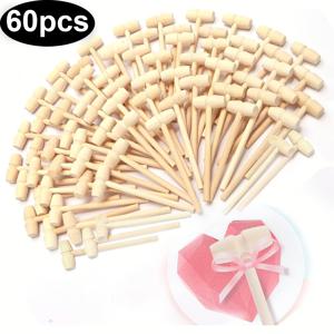 TEMU 15개/30개/45개/60개 미니 나무 망치 초콜릿용, 작은 나무 망치 깨지는 초콜릿 하트 몰드, 초콜릿 깨지는 곰 몰드용 나무 망치, 초콜릿 공예 및 파티용 나무 망치