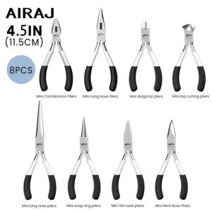TEMU AIRAJ 전문가용 다기능 플라이어 8종 세트. 인체공학적 디자인, 4.5인치 크기. 미니 벤더, 니들노즈, 콤비네이션 플라이어, 볼 헤드, 와이어 스트리퍼 포함. 금속 재질.