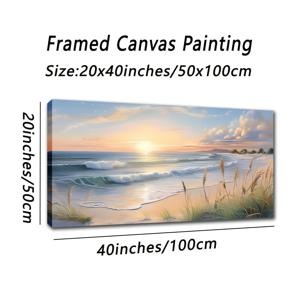 TEMU 2D 평면, 대형 사이즈 20X40인치 50X100cm 액자 그림, 대형 장식 그림, 바다 풍경 캔버스 그림, 해변 아래 황혼, 젊은이 장식, 사무실 침실 회의실 시리즈