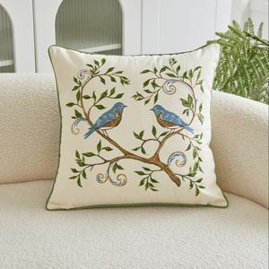TEMU 1개 사랑새 3D 자수 베개 커버 | 폴리에스터, 혼합 색상, 지퍼 잠금, 다양한 방 유형에 적합, 부분 세척만 가능