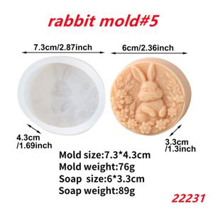 TEMU 토끼와 꽃이 있는 실리콘 원형 몰드 1개입. 비누, 양초, 석고, 점토, 레진, 에폭시 공예 및 선물 용품 제작에 적합합니다.