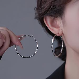 TEMU 저알러지, 세련된 심플한 대형 원형 패턴 스테인리스 스틸 여성용 귀걸이, 데일리웨어 또는 파티에 적합. 고품질 패션 주얼리 액세서리, 여성을 위한 섬세한 선물로 완벽