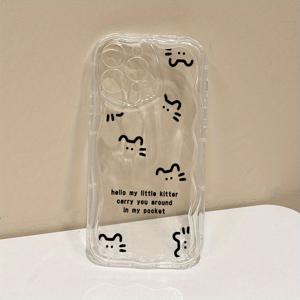 TEMU 아이폰 16, 아이폰 15, 아이폰 14, 아이폰 13, 아이폰 12, 아이폰 11 플러스, 프로 맥스, XS, XR, 미니, 7, 8, SE2, SE3, PL1와 호환되는 새로운 충격 방지 폰 케이스, 스타일리시한 블랙 고양이 디자인