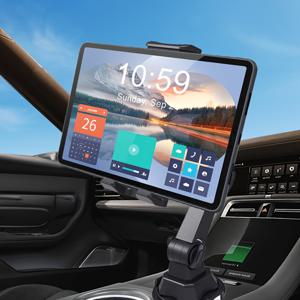 TEMU 자동차용 휴대폰 홀더, 컵 홀더에 장착되는 휴대전화 및 태블릿용 마운트, 범용 다중 관절, 조절 및 회전 가능, 자동차/트럭용 안정적인 휴대전화/태블릿 홀더, 4.7-14인치 스마트폰 및 태블릿과 호환 가능