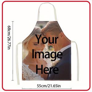 TEMU 맞춤형 앞치마 1개, 튼튼하고 편안한 남녀공용 스타일리시 주방 작업복 린넨 앞치마, 관리 용이, 실용적인 디자인, 요리 애호가에게 적합