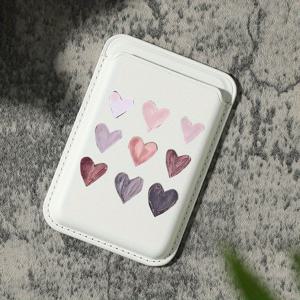 TEMU 2025년 신형 고급 패션적인 아름다운 하트 패턴 인공 가죽 자석 카드 홀더 아이폰 16 15 14 프로 맥스 인조 가죽 지갑 액세서리, 1-2장의 카드를 수납할 수 있으며 내장 보안 포켓 KA1이 장착되어 있습니다.