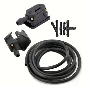 TEMU 7개/세트 전면 윈드스크린 와이퍼 암 워셔 노즐 제트, 4방향 조절 가능 체크 밸브 튜브 호스 2미터 T피스 직선 피스 - 78.74인치 호스 + 2개의 노즐 + 4개의 커넥터