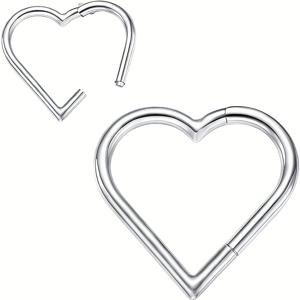 TEMU 1개 316L 하트 코 피어싱 - 16G 연골 헬릭스 트라구스 및 콘치 피어싱, 다양한 색상 저자극성 다이트 귀걸이 여성 피어싱 주얼리