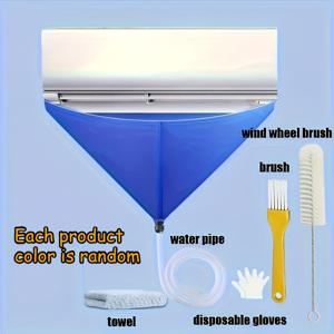 TEMU 벽걸이형 에어컨 청소 키트 6개 세트: 먼지 커버, 물주머니 및 도구 포함 - 벽과 가구를 물 손상으로부터 보호하기 위해 - 주택 소유자와 임차인에게 적합 - 봄철 청소를 위한 완벽한 제품