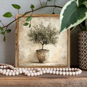 TEMU 2D 플랫 - 1개 초연한 나무 액자형 표지판, 올리브 나무 장식, 빈티지 영감을 주는 벽걸이 장식, 데스크탑 장식에 이상적이며 사랑하는 사람들을 위한 완벽한 선물, 8X8인치