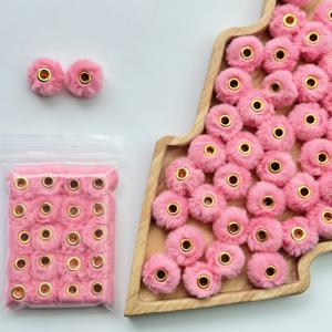 TEMU 20개 울트라 소프트 인조 토끼 모피 플러피 비즈 | 멀티컬러 폼폼 비즈로 DIY 키체인, 휴대폰 스트랩 및 펜 장식용 | 선물 및 창의적인 프로젝트에 완벽한 공예 재료, DIY 공예 용품 | 유쾌한 미학 | 골드톤 센터