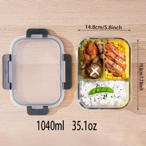TEMU 다기능 유리 도시락통 세트, 신선도 유지 용기, 보온 도시락, 냉동실 사용 가능, 식기세척기 사용 가능, 누수 방지 식품 용기, 가정용 주방 용품, 주방 액세서리, 직장인용