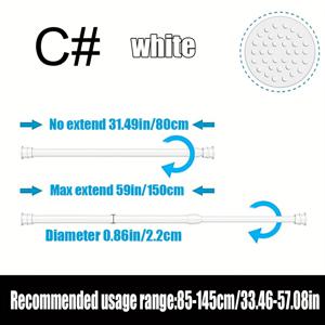 TEMU 1개, 드릴 없는 샤워 커튼 막대, 다기능 텔레스코픽 막대, 두꺼운 강화 스프링 막대, 길이 조절 가능, 욕실, 주방, 옷장, 커튼, 창 가제, 문 커튼, 빨래 건조대에 적합한 욕실 액세서리