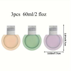 TEMU 3pcs 60ml/2 실리콘 여행용 병, 휴대용, 누수 방지, 재사용 가능한 소형 용기, 향수 없는, 재사용 가능한, 샴푸 및 샤워 젤에 적합, 여행 및 항공 여행에 적합