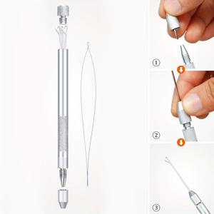 TEMU 5개 세트 헤어 익스텐션 도구 키트 - 니팅 후크 바늘 3개, 통풍 홀더 1개 및 루프 스레더 1개 포함 - 가발 제작 및 머리 엮기용 알루미늄 바늘 세트