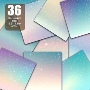 TEMU 부드러운 오로라와 별이 빛나는 하늘, 부드러운 그라데이션 색상이 별빛 배경으로 점점 어우러지며 별들이 반짝이는 꿈결 같고 신비로운 분위기를 연출합니다. 장식용 카드보드, 수제지, 배경지에 적합하며, 로맨틱하고 신비로운 별빛 분위기를 창조물에 더해줍니다. 6*6 인치, 36장