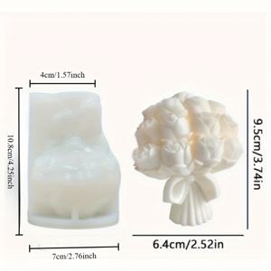 TEMU 1개 대형 장미 부케 실리콘 몰드, 양초 및 비누 만들기용 3D 장미 부케 실리콘 몰드 - 정교한 꽃잎 디자인의 플로랄 공예 도구, 재사용 가능한 가정 및 결혼식 장식품, 고품질 실리콘, 양초 몰드 실리콘, 데이 선물, 로맨틱한 분위기의 느낌, 레진 주조 실리콘 몰드, 레진 주조 몰드 공예 용품 3D 몰드 실리콘 몰드
