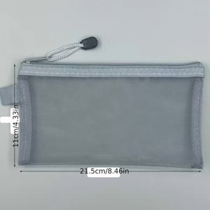 TEMU 메쉬 지퍼 파우치 5개 세트, 지퍼형 소형 필통 수납백, 여행 및 사무용 액세서리, 블랙, 화이트, 그레이 색상, 교육용 장난감 수납백, 필통, 파일 폴더 수납백, 사무용품 정리함, 메이크업 파우치, 화장품 파우치, 남녀 선물용